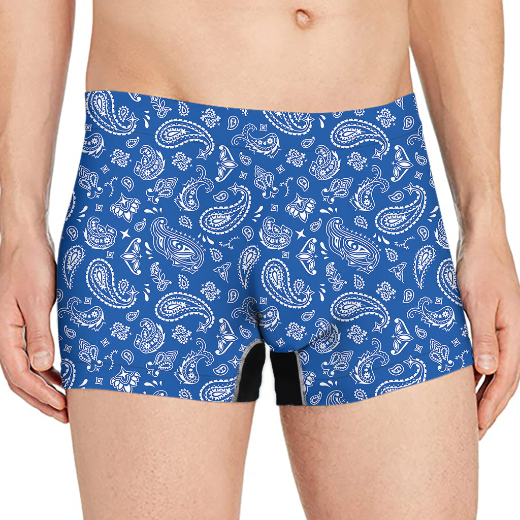Blue Paisley Bandana Pattern Print Men's Boxer Briefs