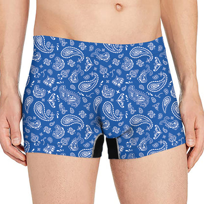 Blue Paisley Bandana Pattern Print Men's Boxer Briefs