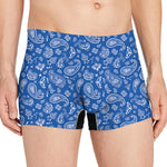 Blue Paisley Bandana Pattern Print Men's Boxer Briefs