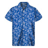 Blue Paisley Bandana Pattern Print Men's Short Sleeve Shirt