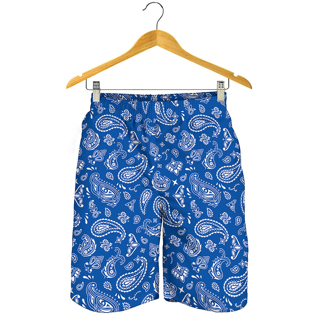 Blue Paisley Bandana Pattern Print Men's Shorts