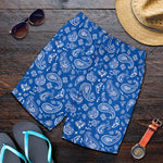 Blue Paisley Bandana Pattern Print Men's Shorts