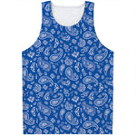 Blue Paisley Bandana Pattern Print Men's Tank Top