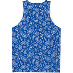 Blue Paisley Bandana Pattern Print Men's Tank Top