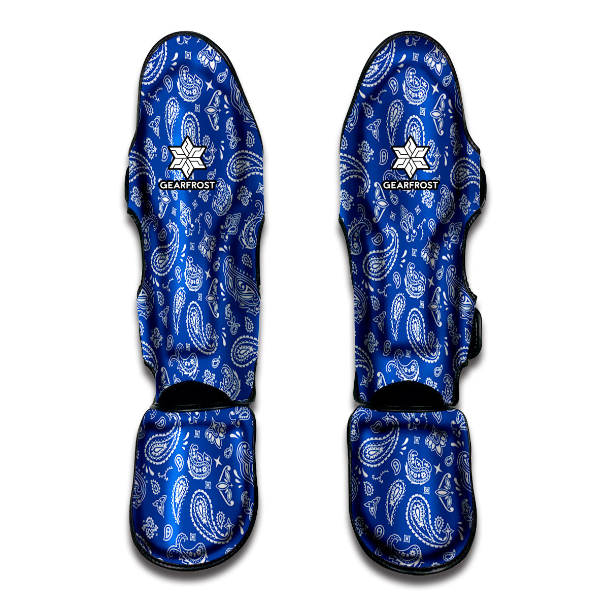 Blue Paisley Bandana Pattern Print Muay Thai Shin Guard