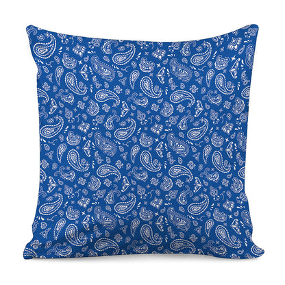 Blue Paisley Bandana Pattern Print Pillow Cover
