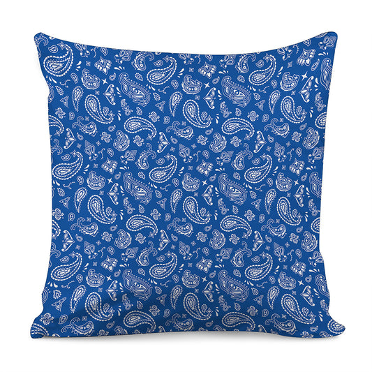 Blue Paisley Bandana Pattern Print Pillow Cover