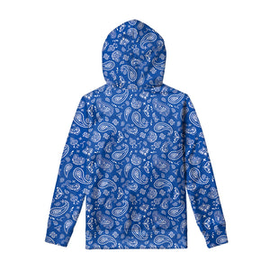 Blue Paisley Bandana Pattern Print Pullover Hoodie