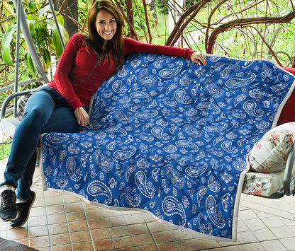 Blue Paisley Bandana Pattern Print Quilt
