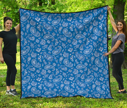 Blue Paisley Bandana Pattern Print Quilt