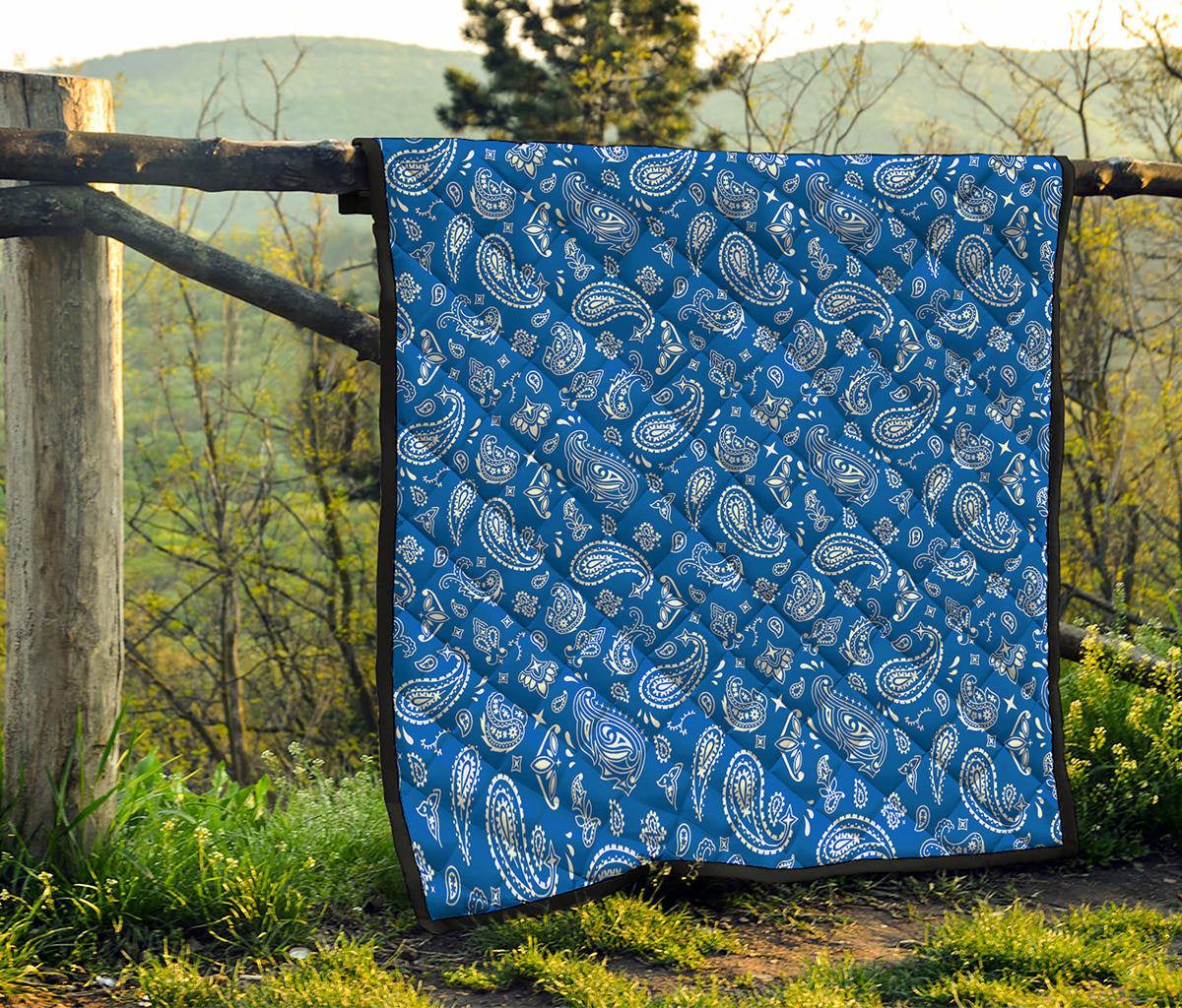 Blue Paisley Bandana Pattern Print Quilt