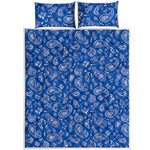 Blue Paisley Bandana Pattern Print Quilt Bed Set
