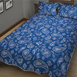 Blue Paisley Bandana Pattern Print Quilt Bed Set