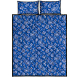 Blue Paisley Bandana Pattern Print Quilt Bed Set