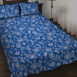 Blue Paisley Bandana Pattern Print Quilt Bed Set