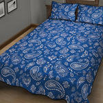 Blue Paisley Bandana Pattern Print Quilt Bed Set