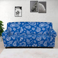Blue Paisley Bandana Pattern Print Sofa Cover