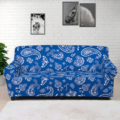 Blue Paisley Bandana Pattern Print Sofa Cover