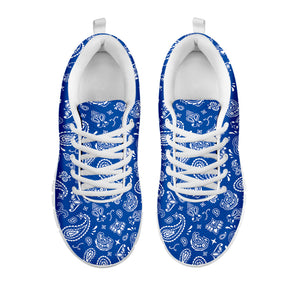 Blue Paisley Bandana Pattern Print White Sneakers