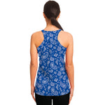 Blue Paisley Bandana Pattern Print Women's Racerback Tank Top