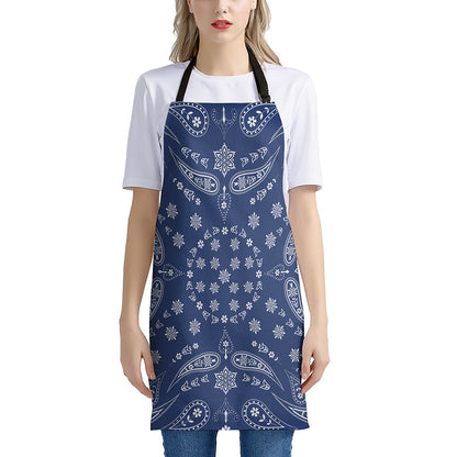 Blue Paisley Bandana Print Apron