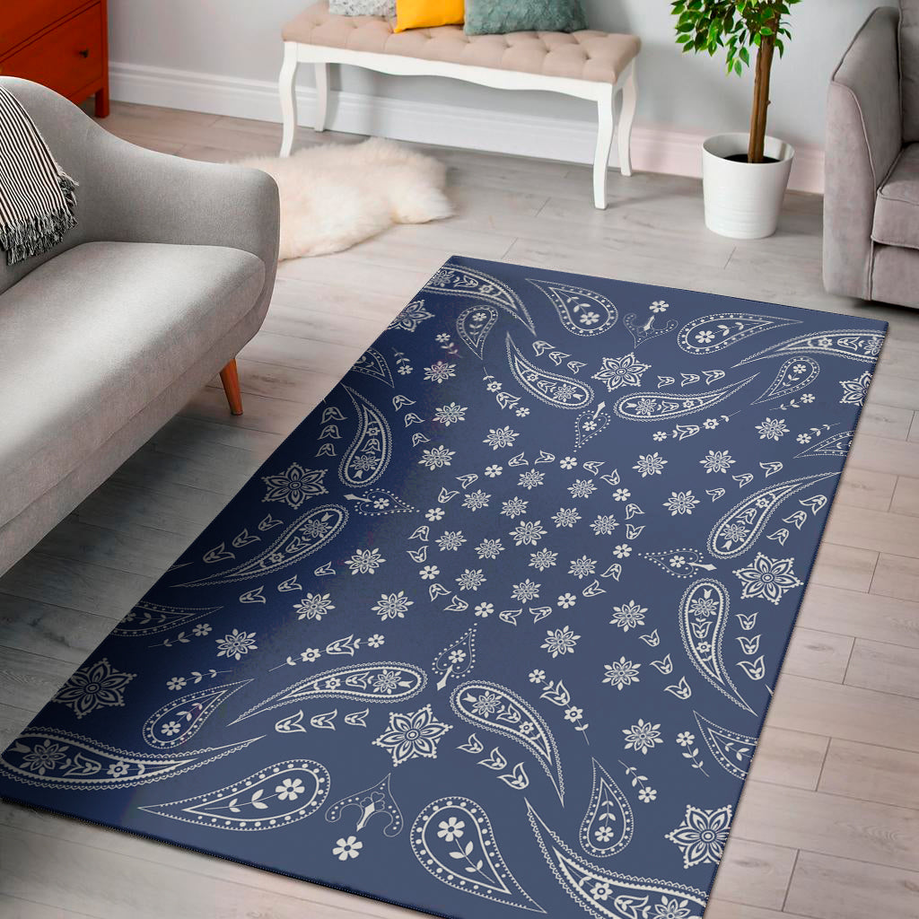 Blue Paisley Bandana Print Area Rug