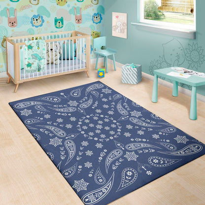 Blue Paisley Bandana Print Area Rug