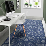 Blue Paisley Bandana Print Area Rug