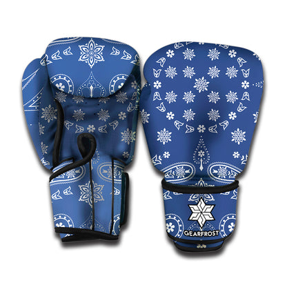 Blue Paisley Bandana Print Boxing Gloves