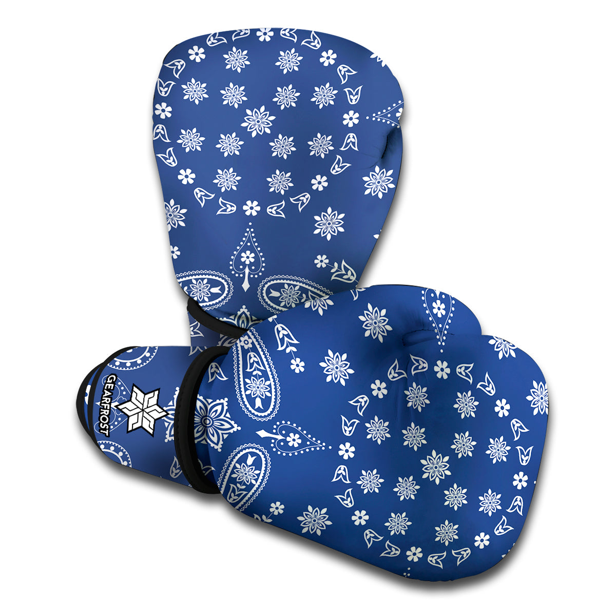 Blue Paisley Bandana Print Boxing Gloves