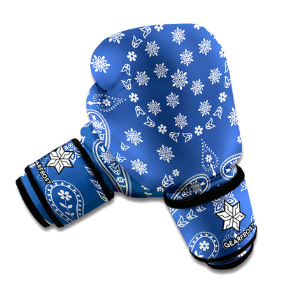 Blue Paisley Bandana Print Boxing Gloves