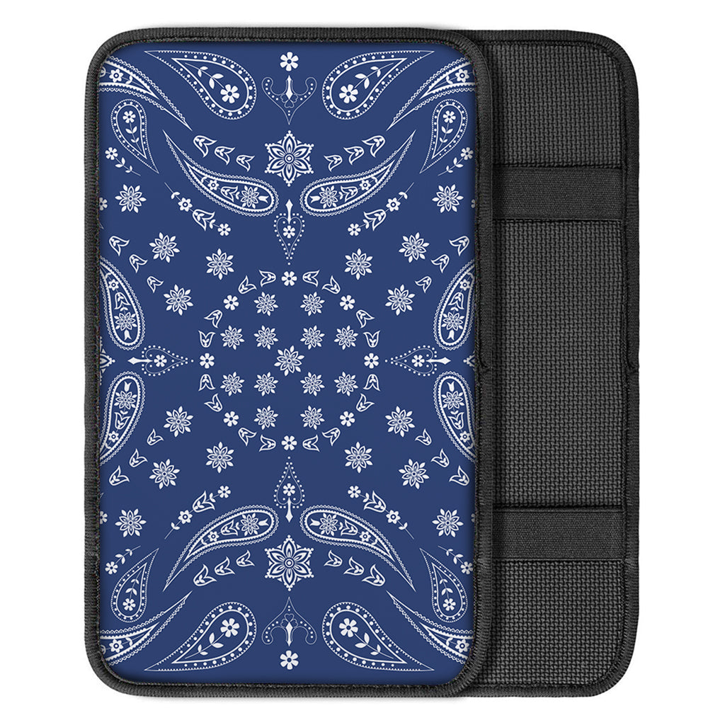 Blue Paisley Bandana Print Car Center Console Cover
