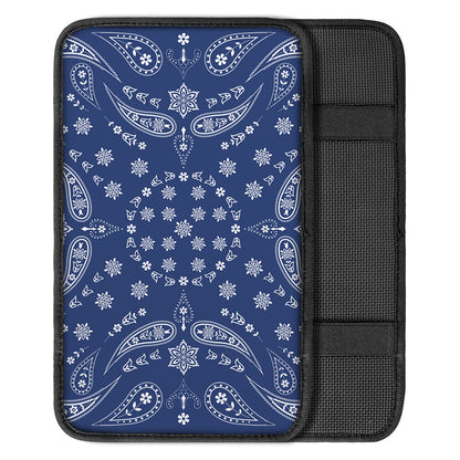 Blue Paisley Bandana Print Car Center Console Cover