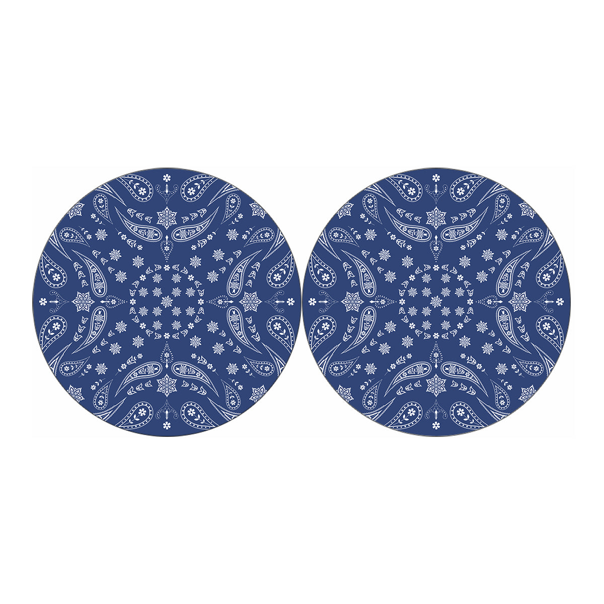 Blue Paisley Bandana Print Car Coasters