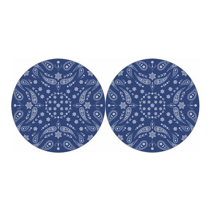 Blue Paisley Bandana Print Car Coasters