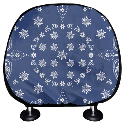 Blue Paisley Bandana Print Car Headrest Covers