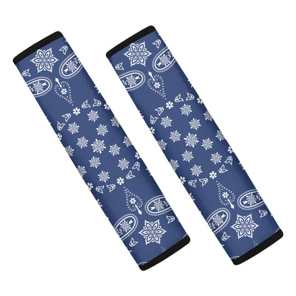 Blue Paisley Bandana Print Car Seat Belt Covers