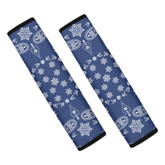 Blue Paisley Bandana Print Car Seat Belt Covers