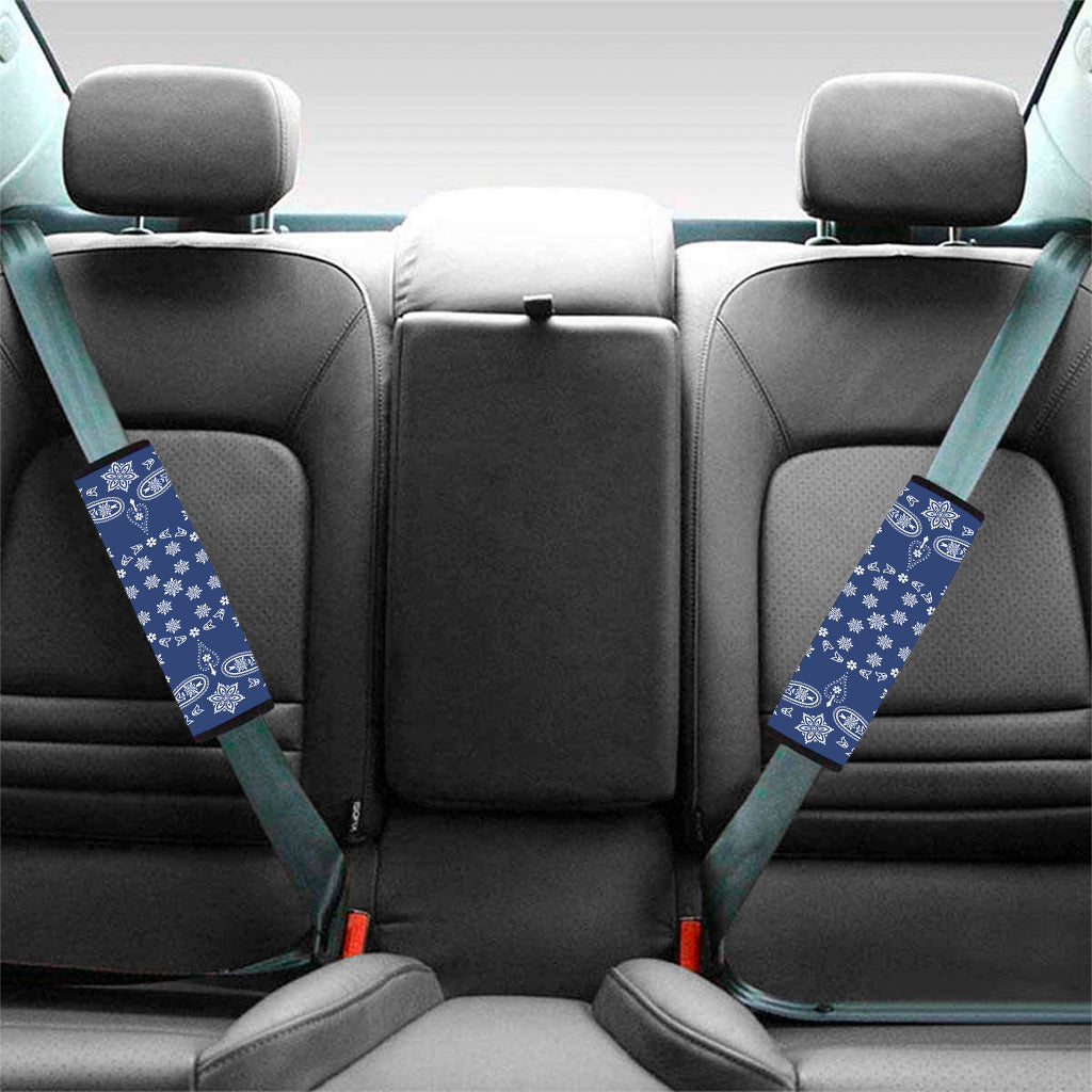 Blue Paisley Bandana Print Car Seat Belt Covers