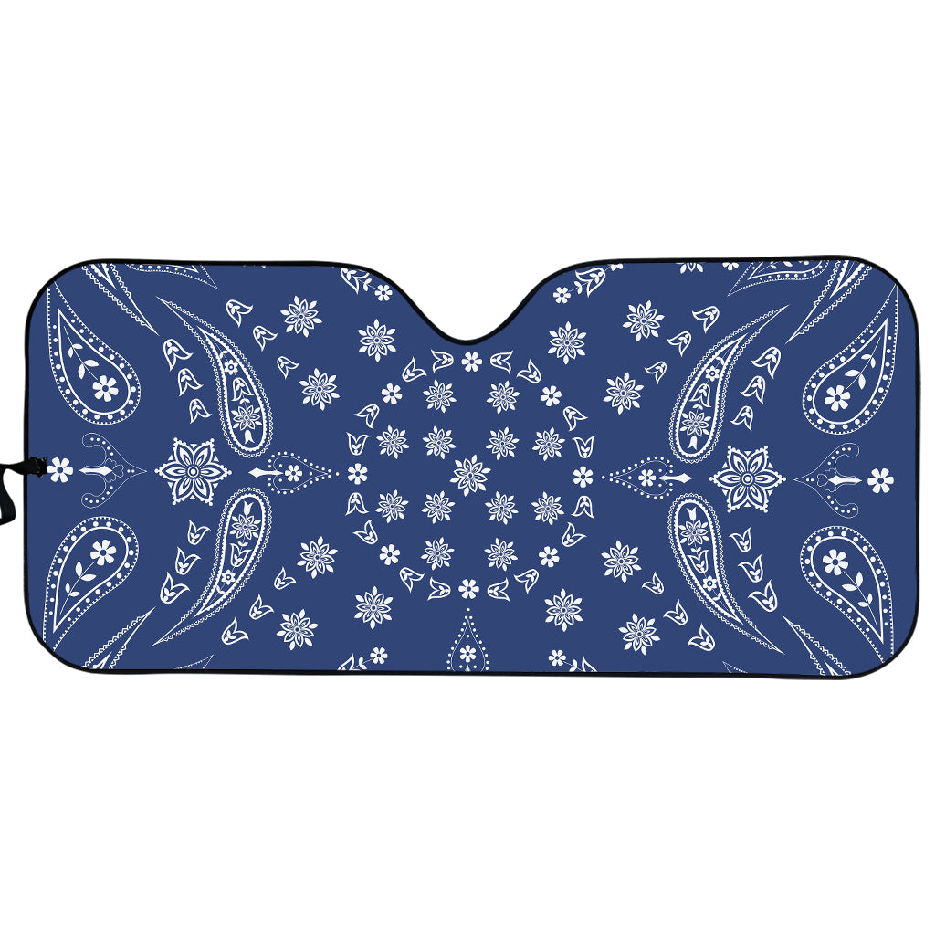 Blue Paisley Bandana Print Car Sun Shade