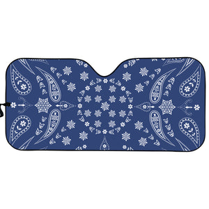 Blue Paisley Bandana Print Car Sun Shade