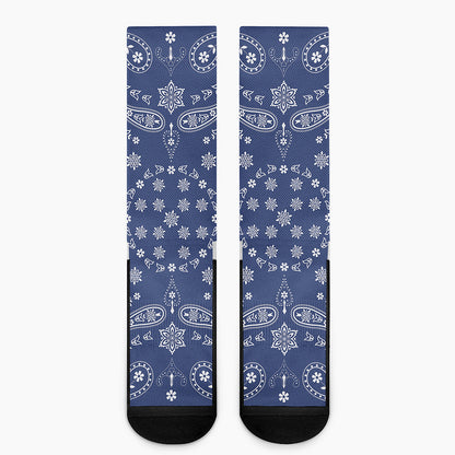Blue Paisley Bandana Print Crew Socks
