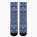 Blue Paisley Bandana Print Crew Socks