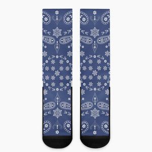 Blue Paisley Bandana Print Crew Socks