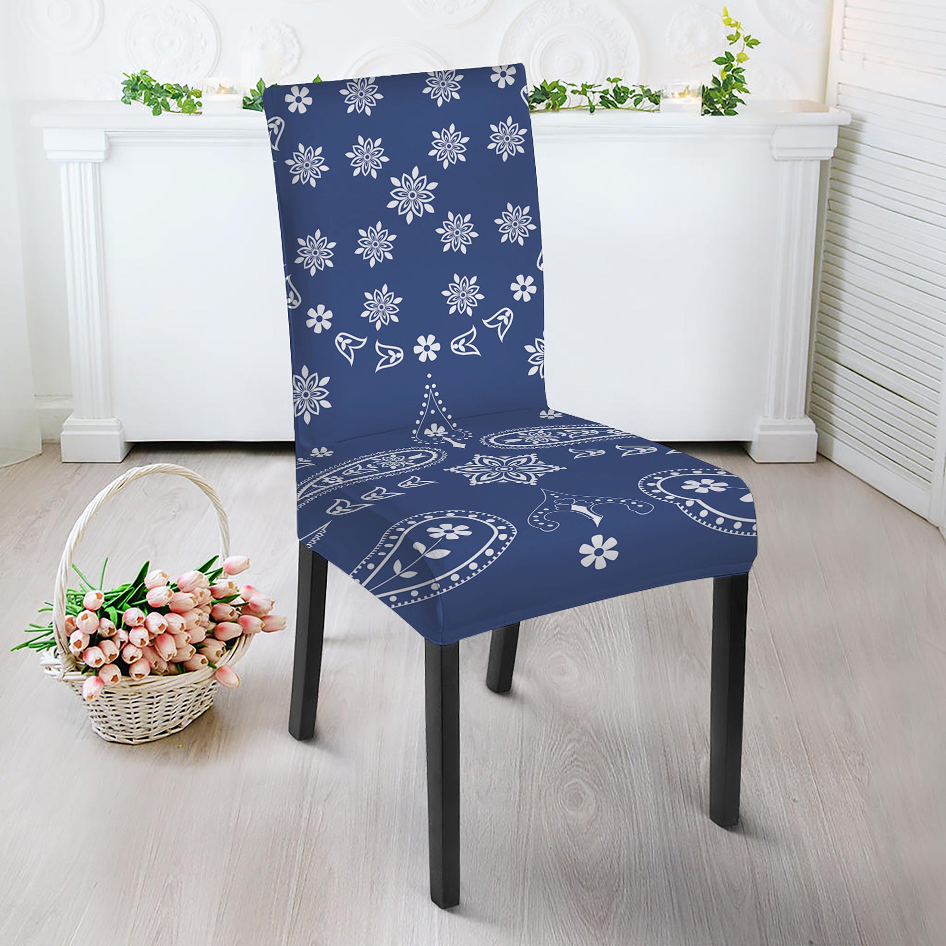 Blue Paisley Bandana Print Dining Chair Slipcover