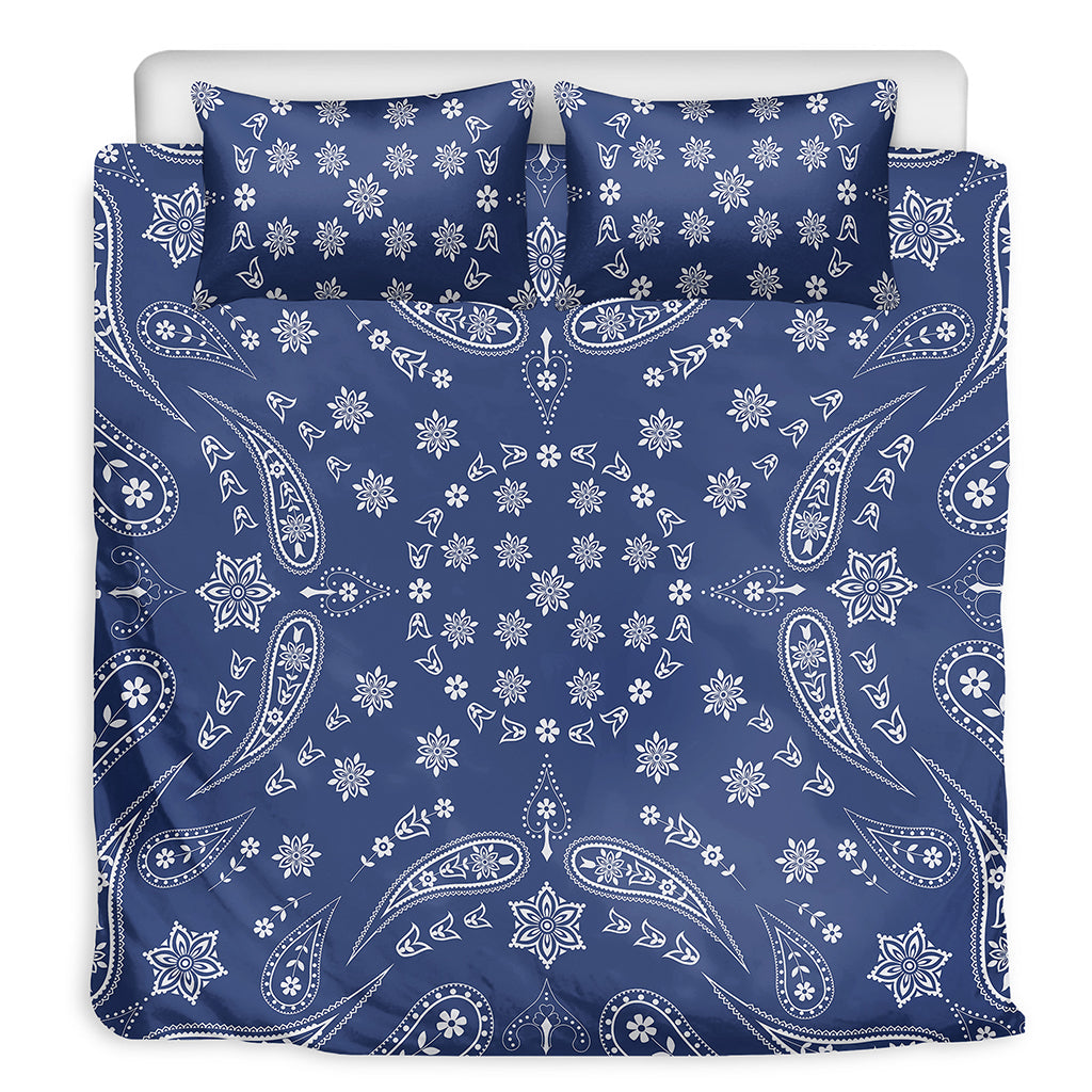 Blue Paisley Bandana Print Duvet Cover Bedding Set