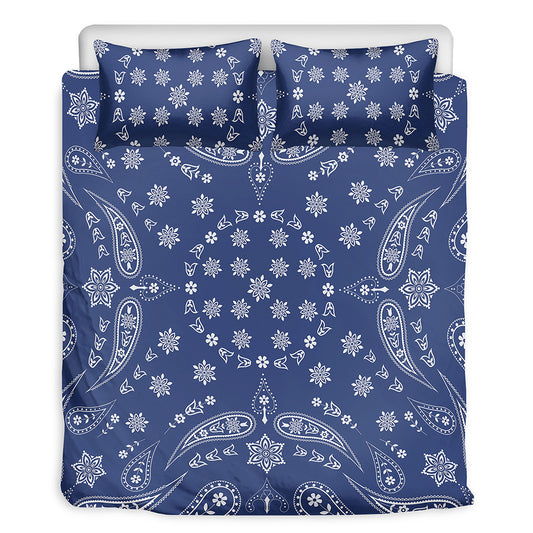 Blue Paisley Bandana Print Duvet Cover Bedding Set