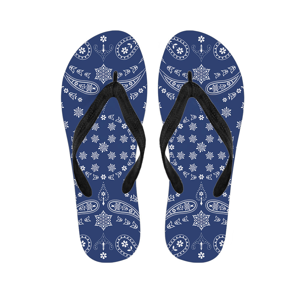 Blue Paisley Bandana Print Flip Flops
