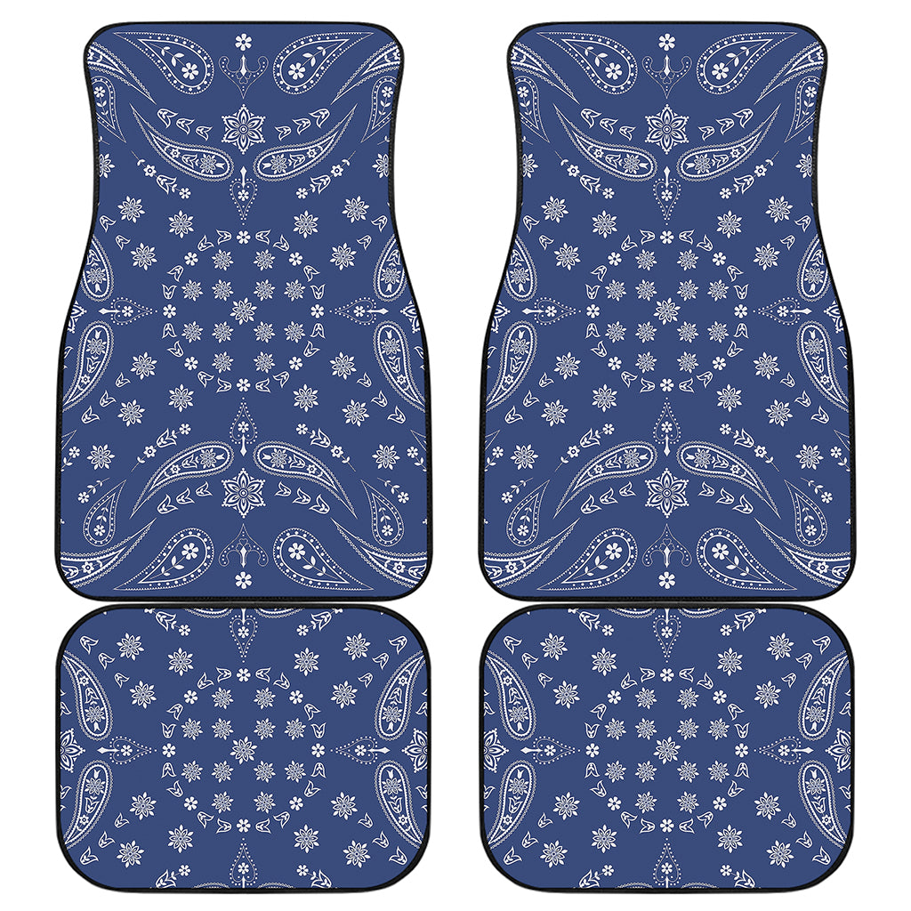Blue Paisley Bandana Print Front and Back Car Floor Mats