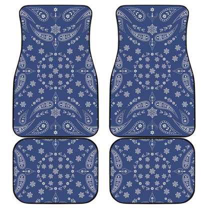 Blue Paisley Bandana Print Front and Back Car Floor Mats
